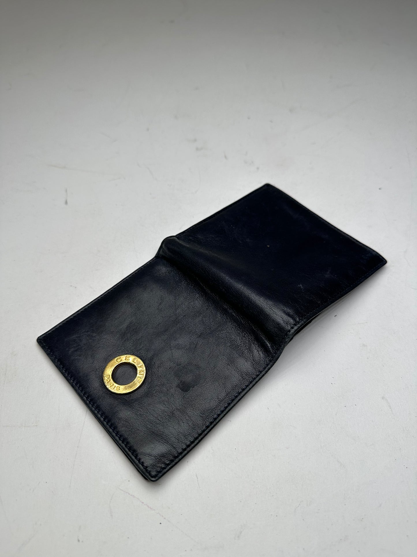 Vintage Celine Paris Leather Flapable Wallet Black