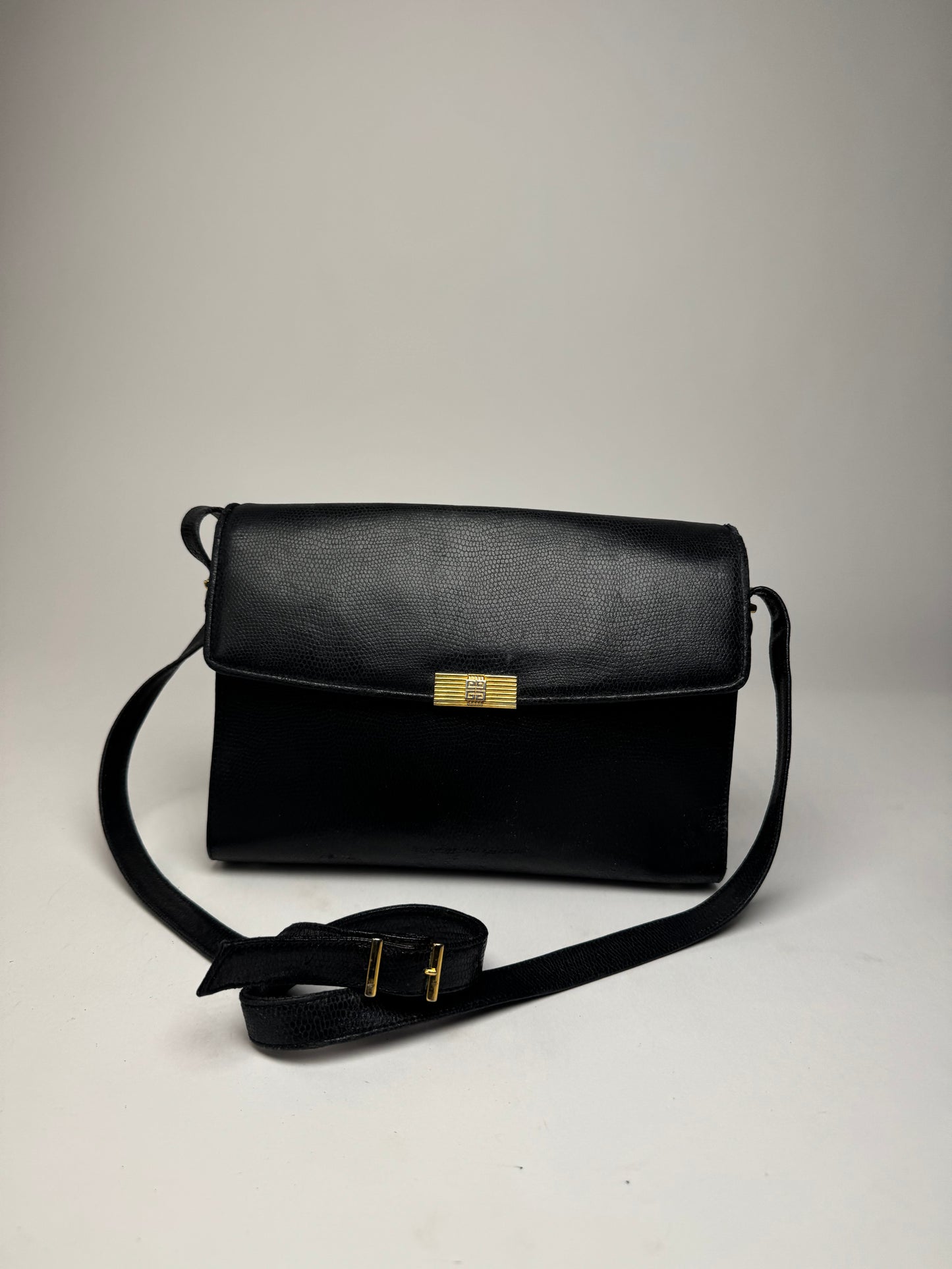 Vintage Givenchy Snake Emblossed Leather Bag black