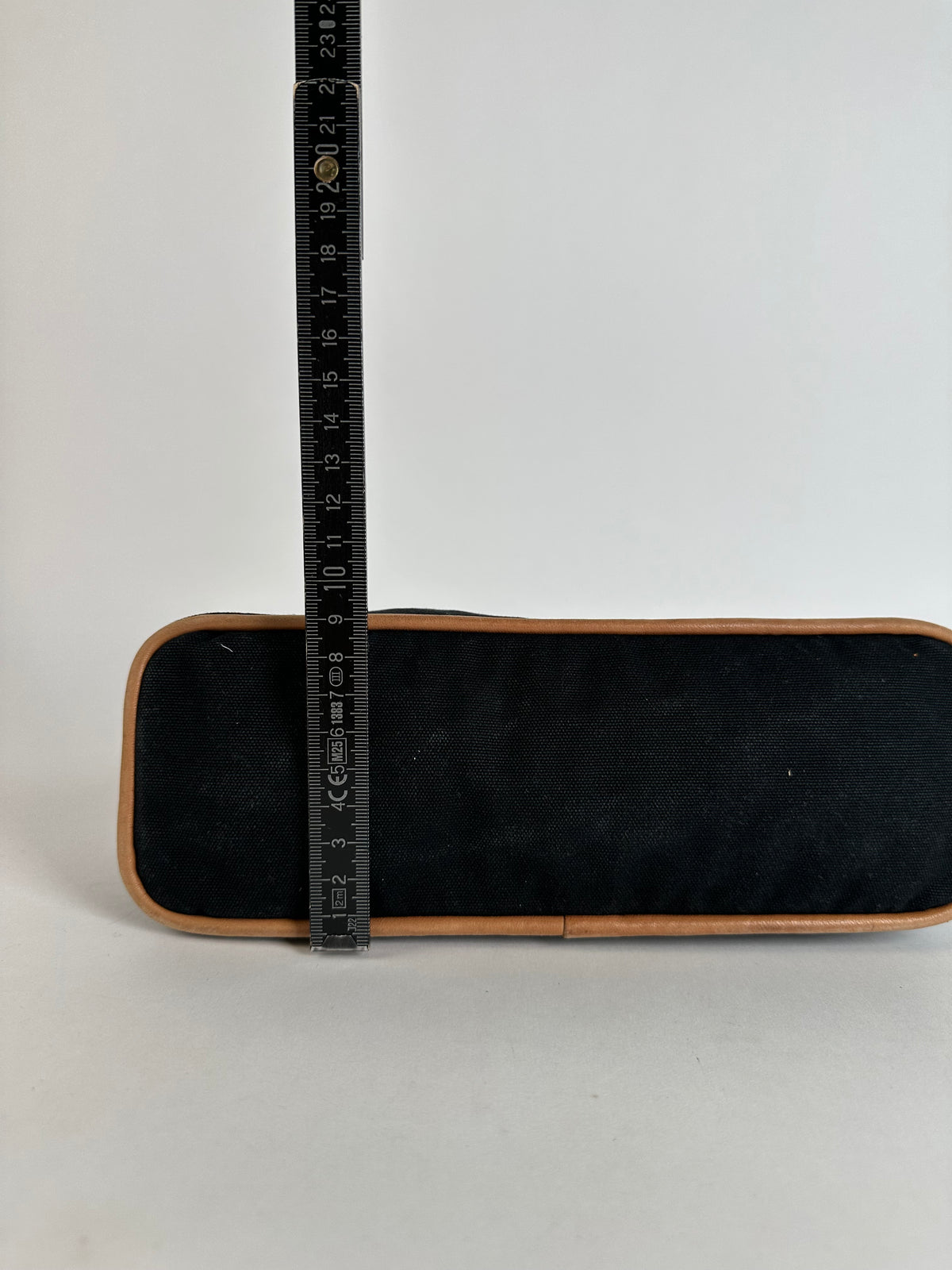 Vintage Hermes Canvas Cosmetic Pouch Black Tan