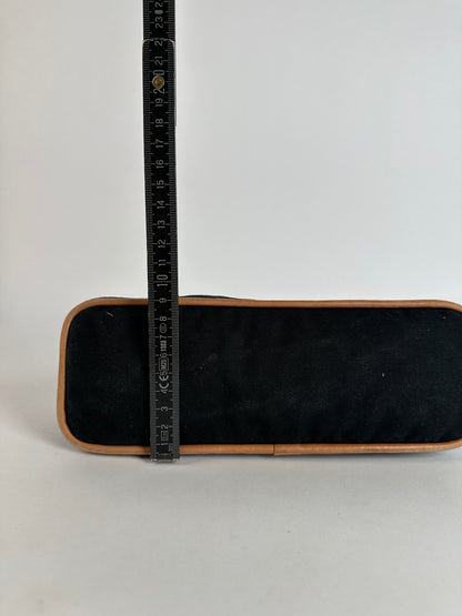 Vintage Hermes Canvas Cosmetic Pouch Black Tan