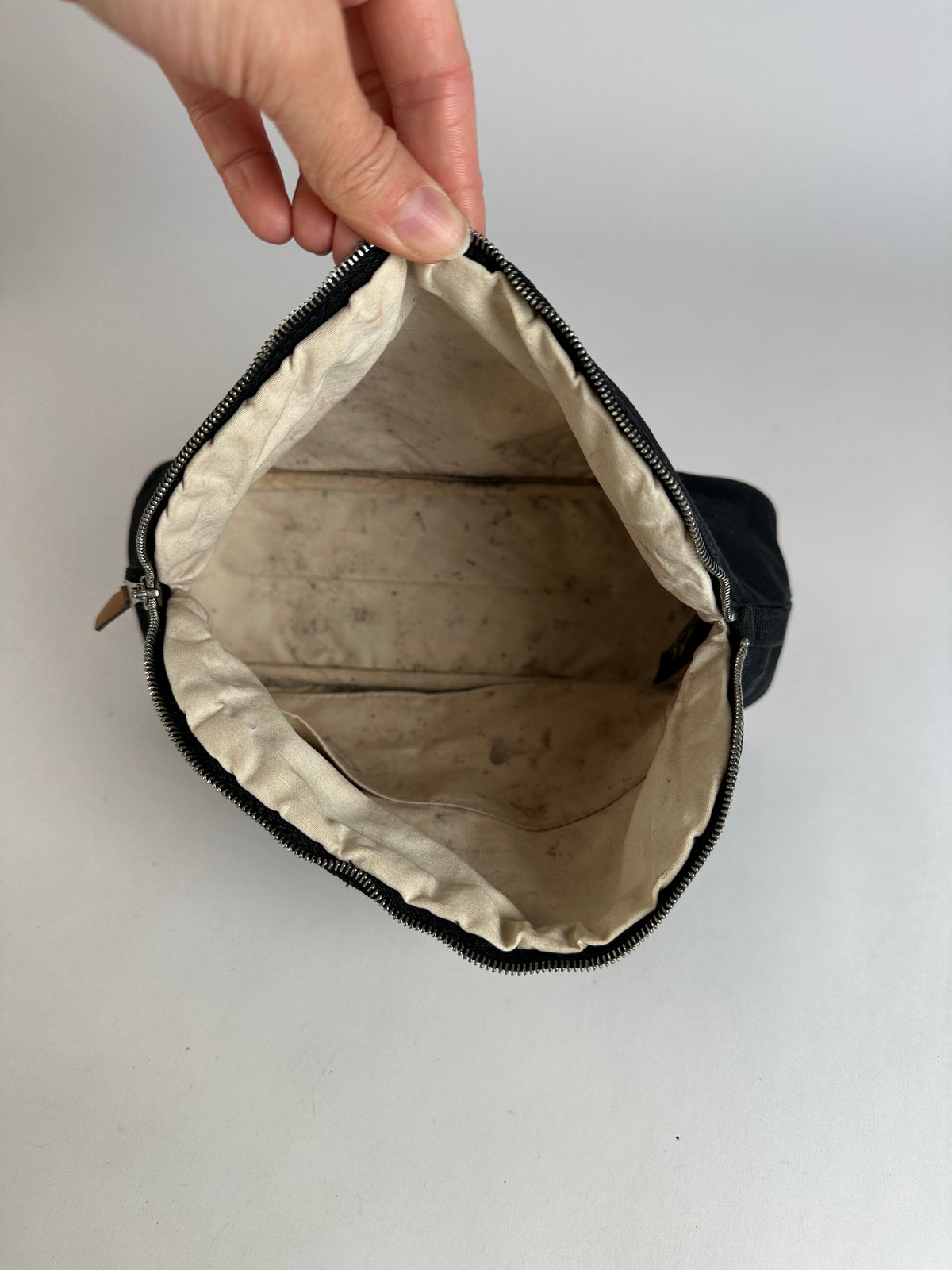 Vintage Hermes Canvas Cosmetic Pouch Black Tan