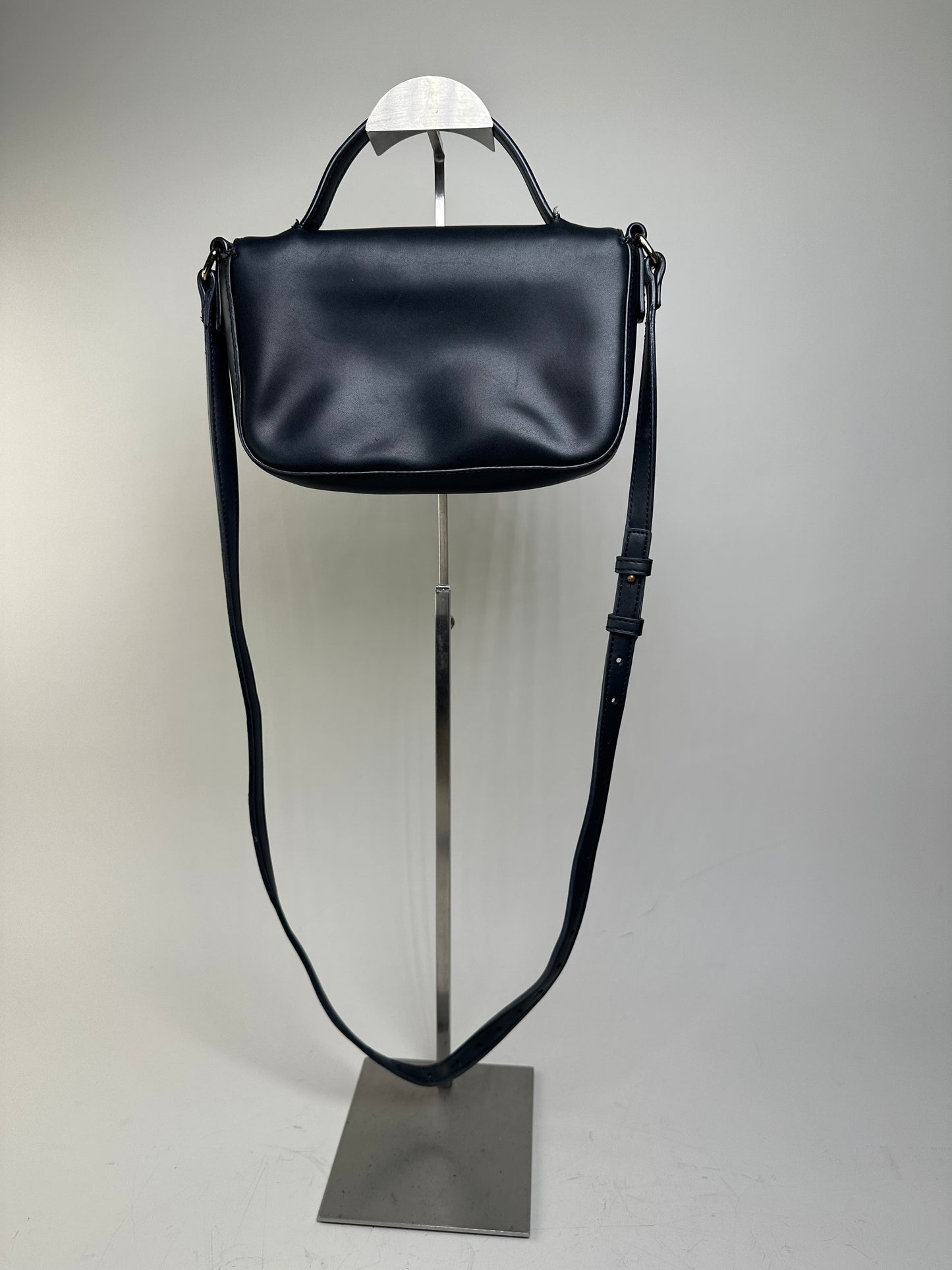 Vintage Emporio Armani Structured Leather Shoulder Bag Black Gold