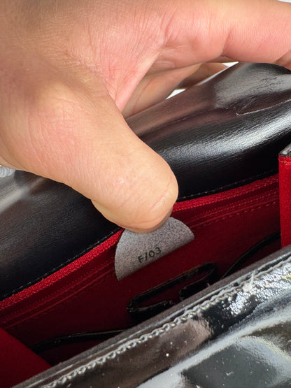 Vintage Celine Paris 2 Way Patent Leather Bag Black