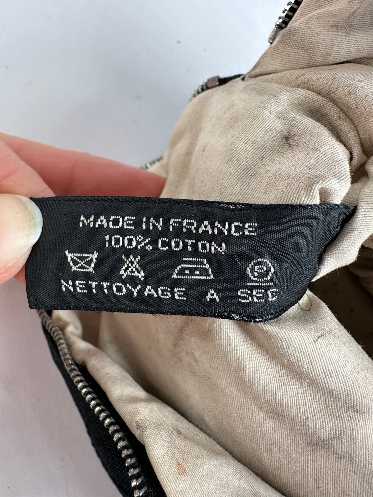 Vintage Hermes Canvas Cosmetic Pouch Black Tan