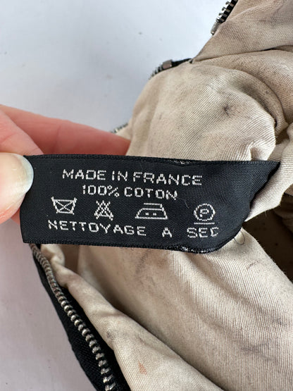Vintage Hermes Canvas Cosmetic Pouch Black Tan