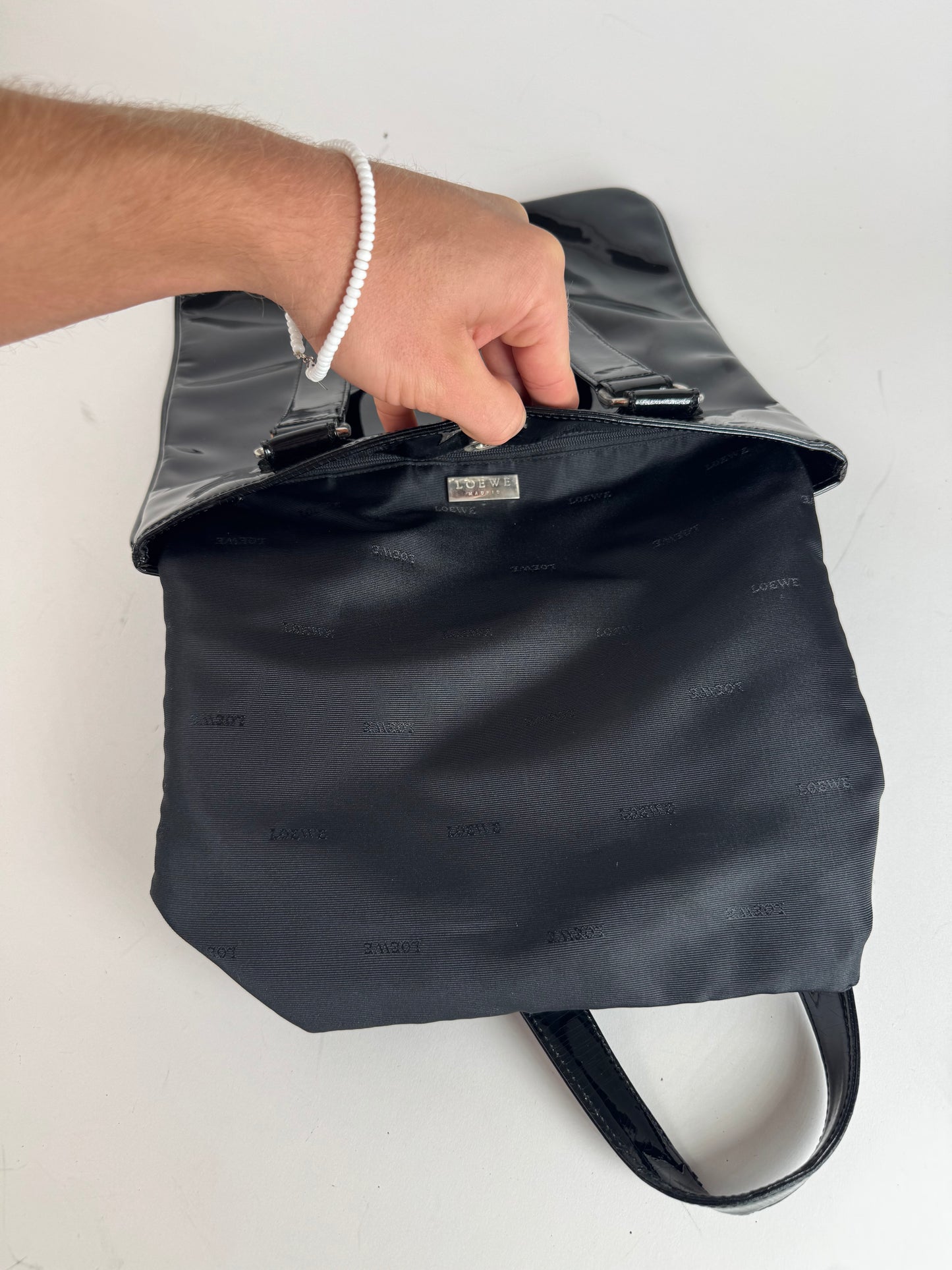 Vintage Patent Leather Loewe Madrid Bag black