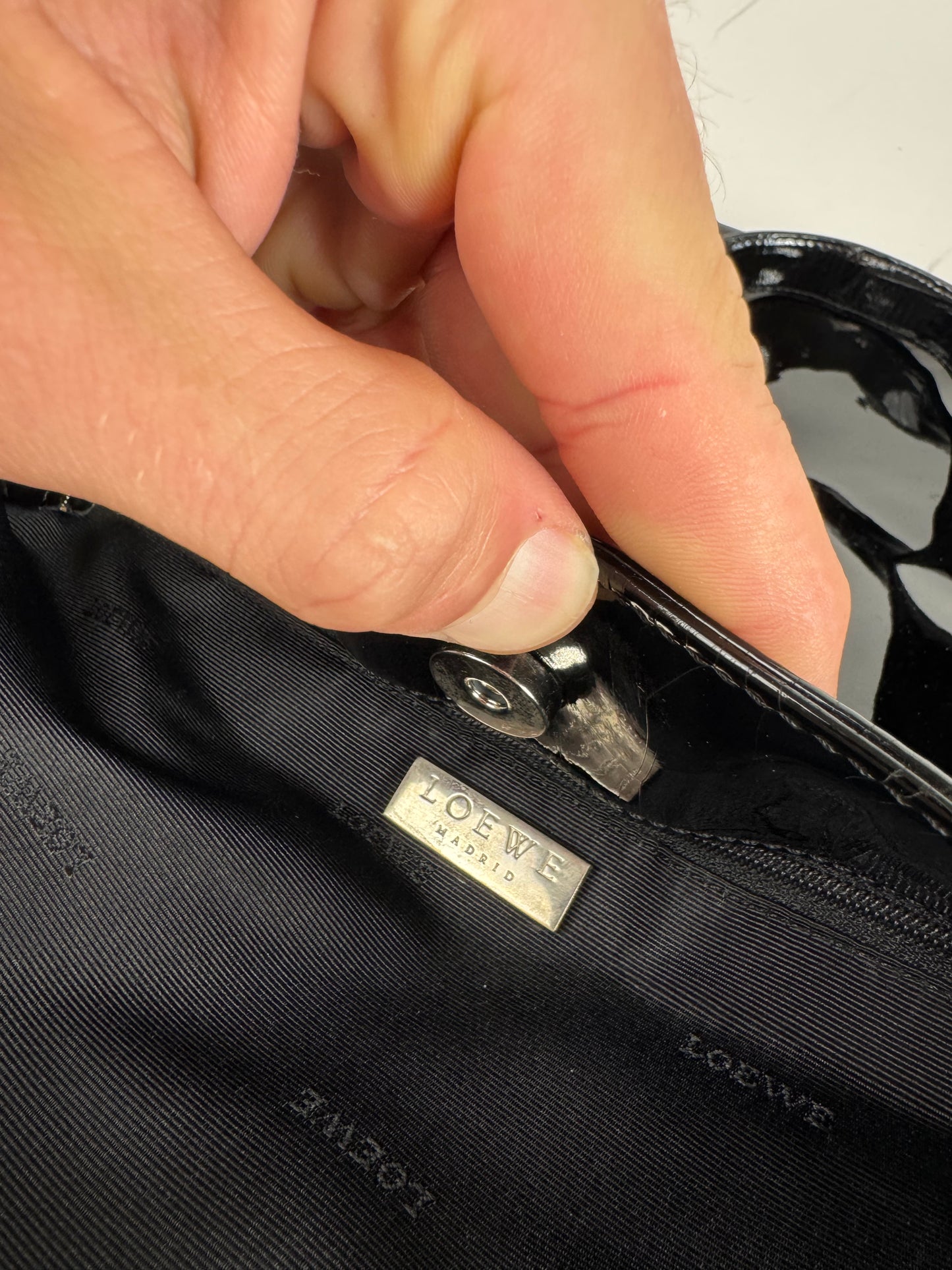Vintage Patent Leather Loewe Madrid Bag black