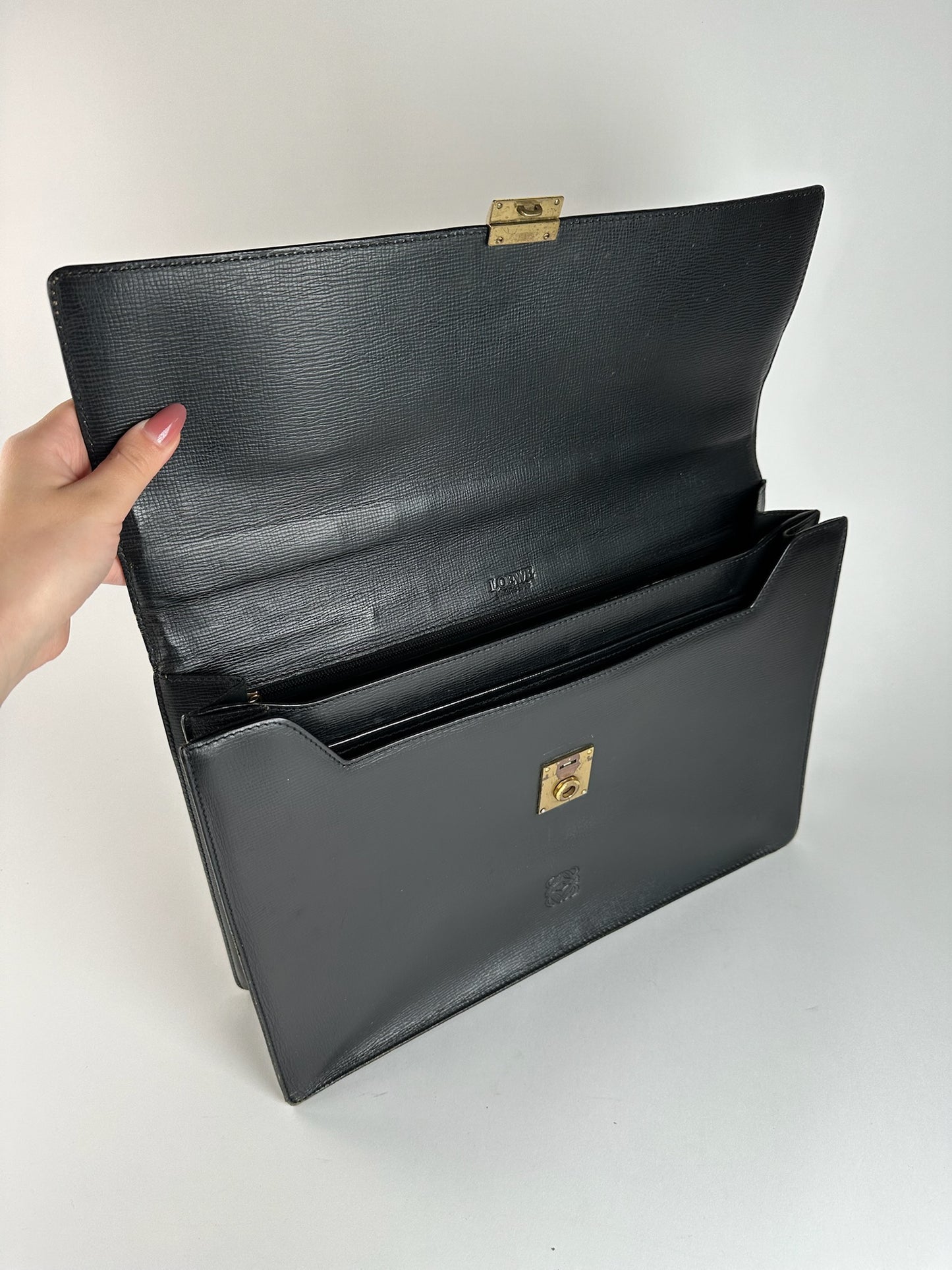 Vintage Loewe Madrid Leather briefcase black