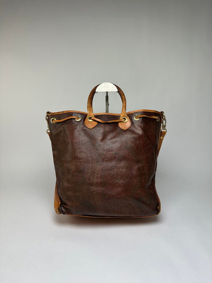 Vintage Etro Paisley Print Leather Tote Late 1990s Multicolor
