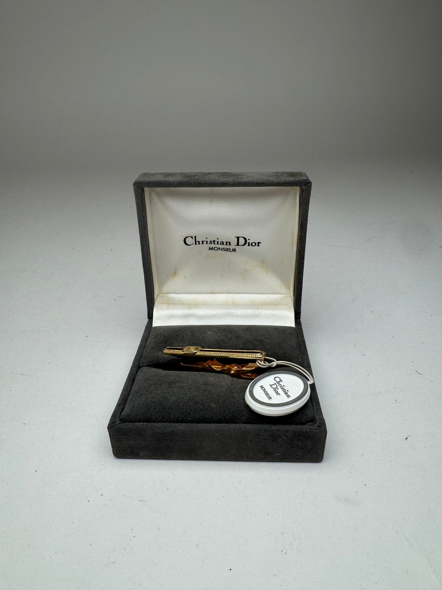 Vintage Dior steel money Tie clamp golden