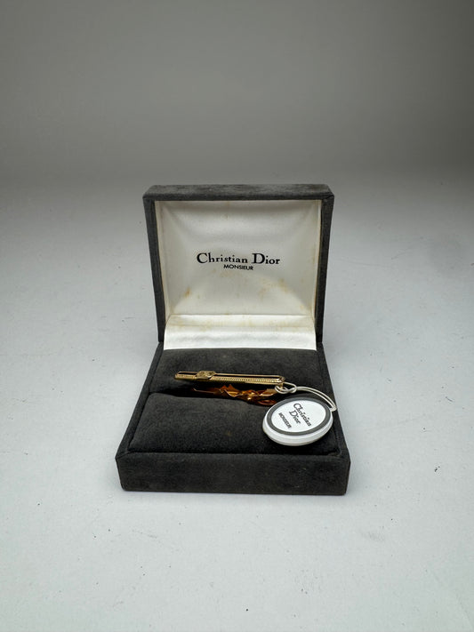 Vintage Dior steel money Tie clamp golden