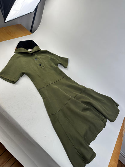 Vintage Marni Wool-Blend Knit Collar Dress Olive Black S