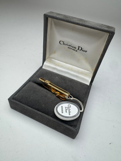 Vintage Dior steel money Tie clamp golden