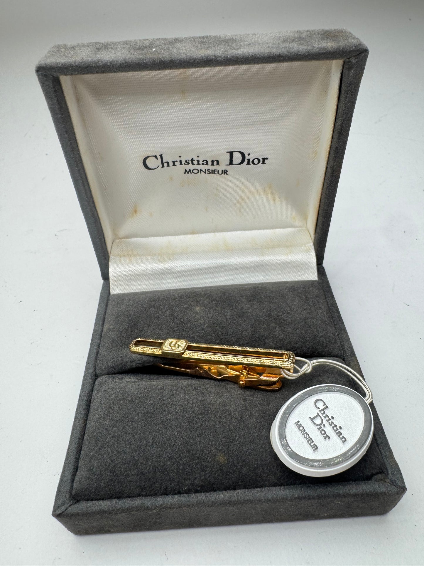 Vintage Dior steel money Tie clamp golden