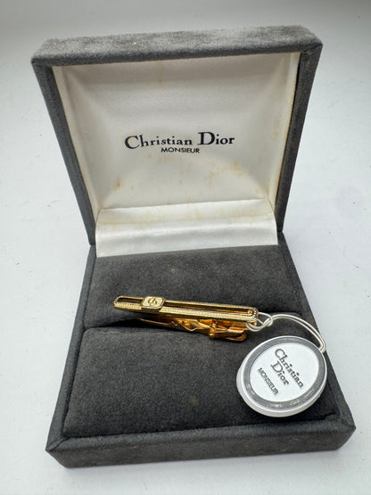 Vintage Dior steel money Tie clamp golden