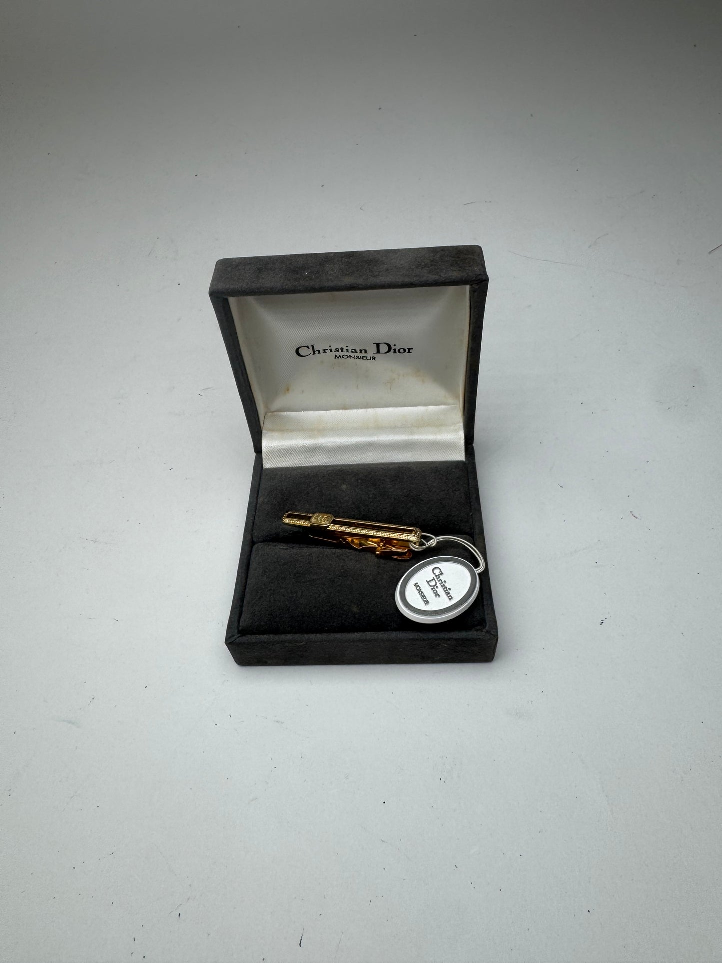 Vintage Dior steel money Tie clamp golden