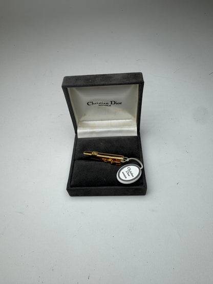 Vintage Dior steel money Tie clamp golden