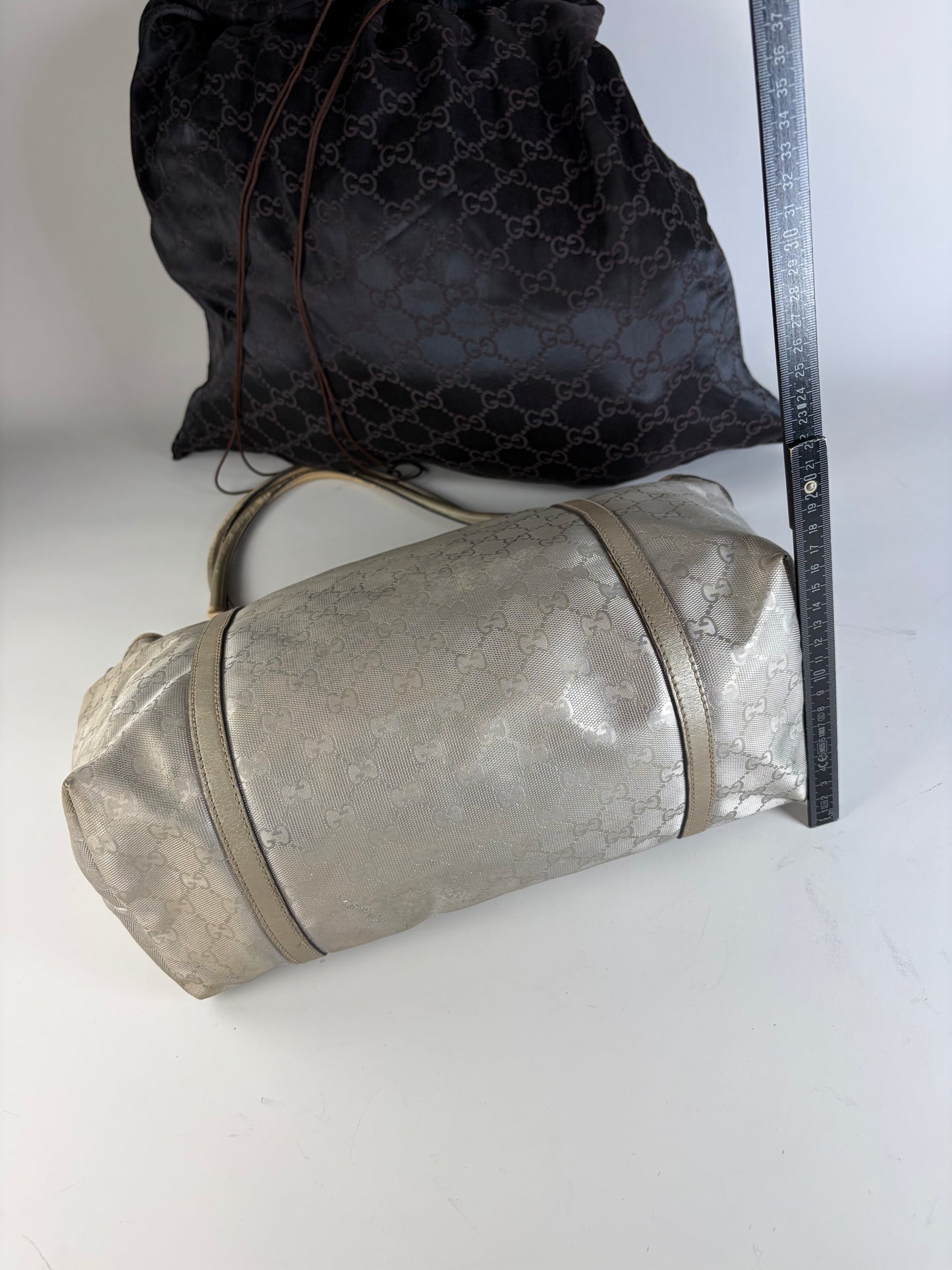 Vintage Gucci GG Supreme Canvas Tote Silver Cream