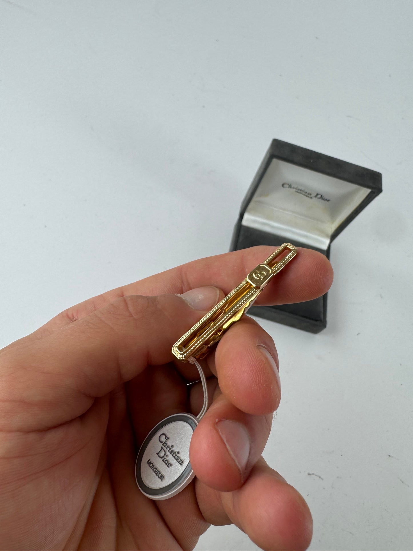 Vintage Dior steel money Tie clamp golden