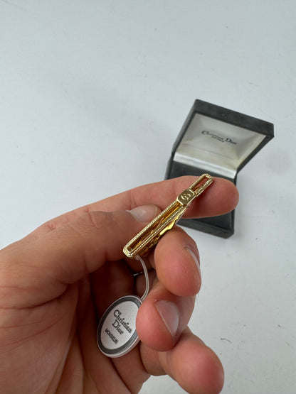 Vintage Dior steel money Tie clamp golden