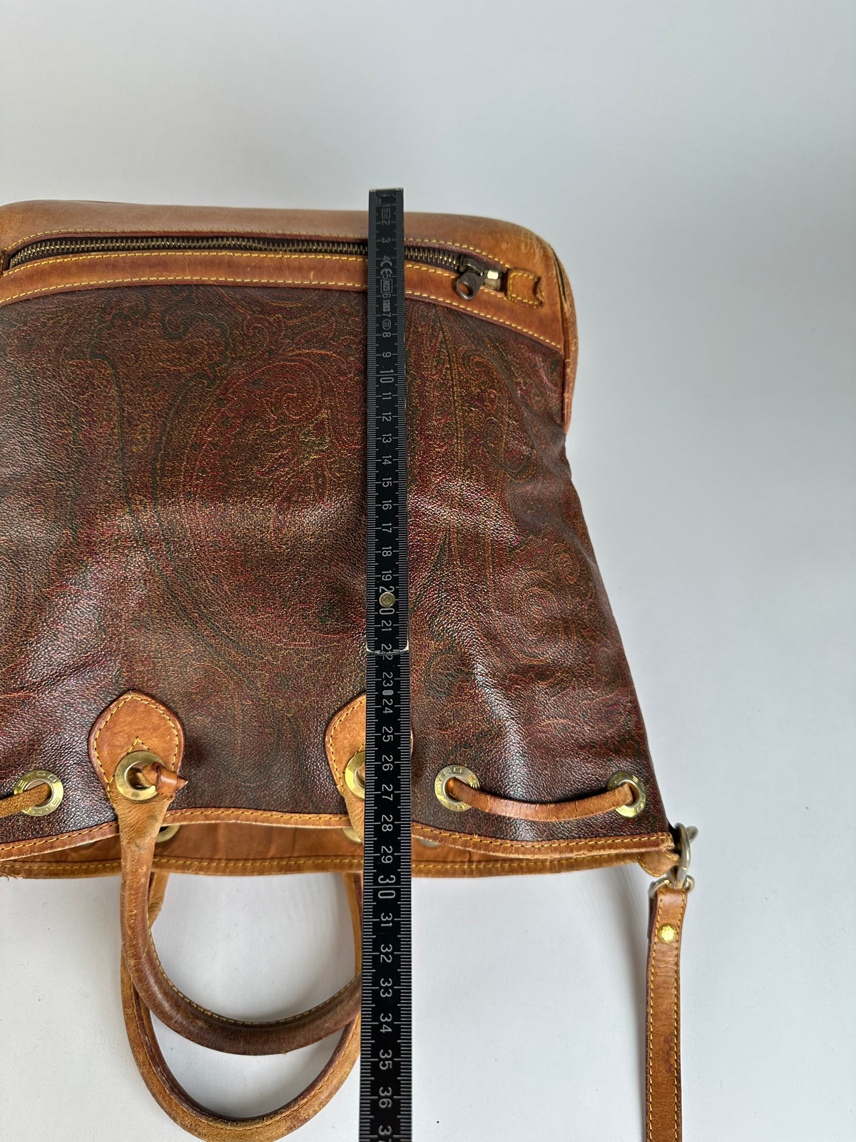 Vintage Etro Paisley Print Leather Tote Late 1990s Multicolor