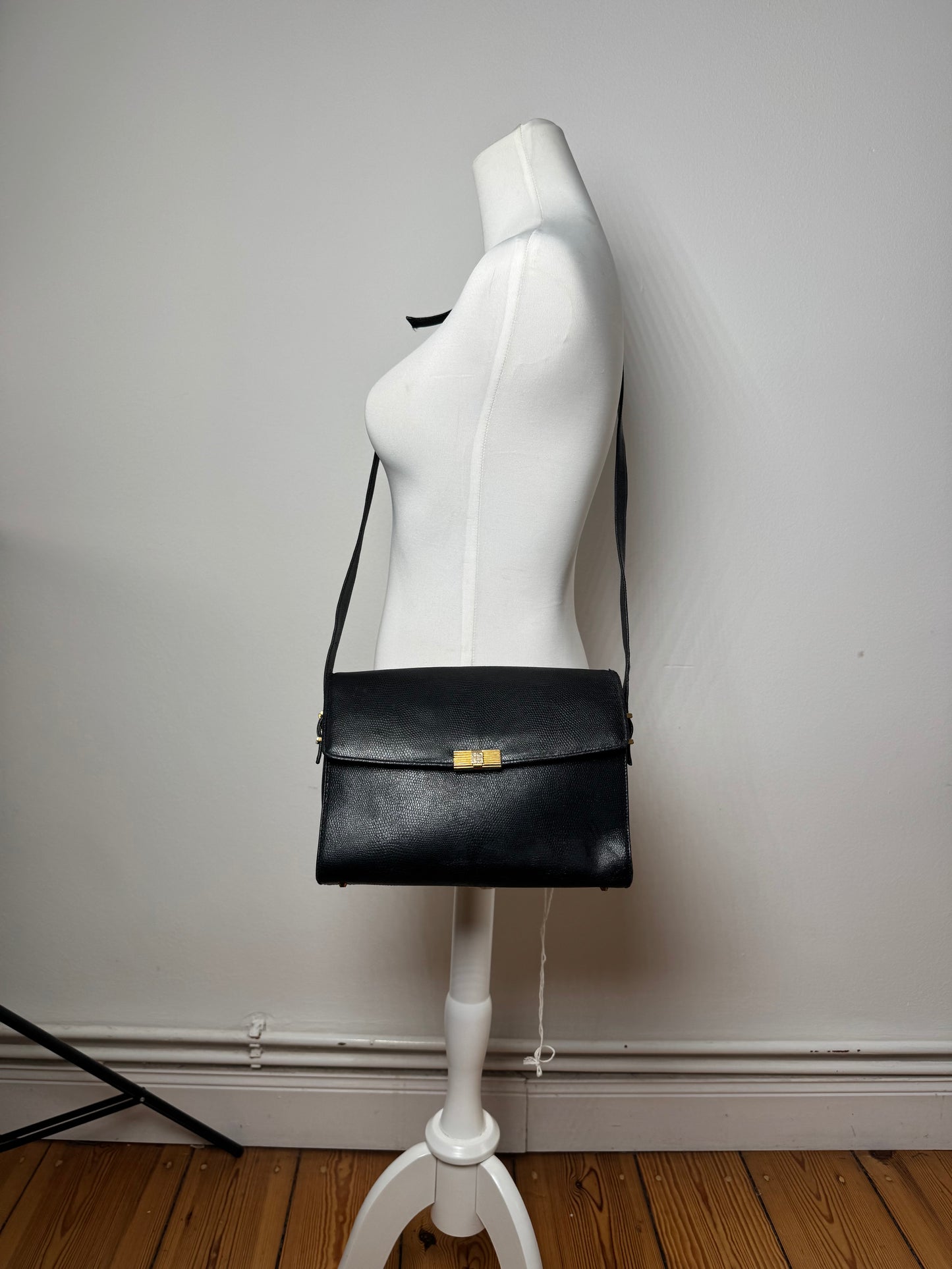 Vintage Givenchy Snake Emblossed Leather Bag black