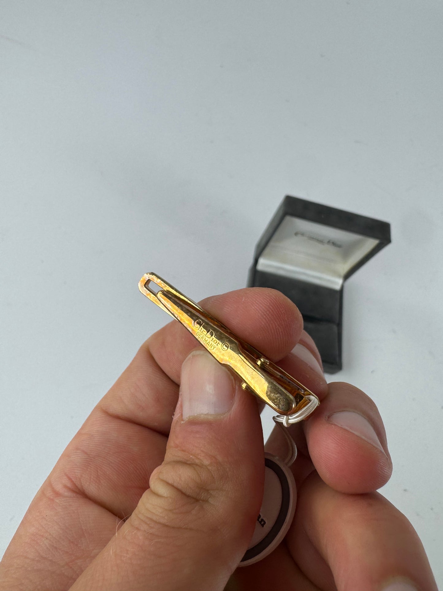Vintage Dior steel money Tie clamp golden