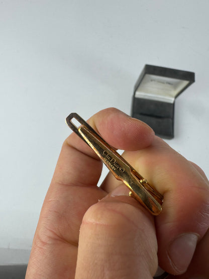 Vintage Dior steel money Tie clamp golden