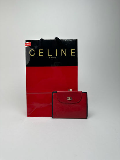 Vintage Celine Paris Monogram Leather wallet red