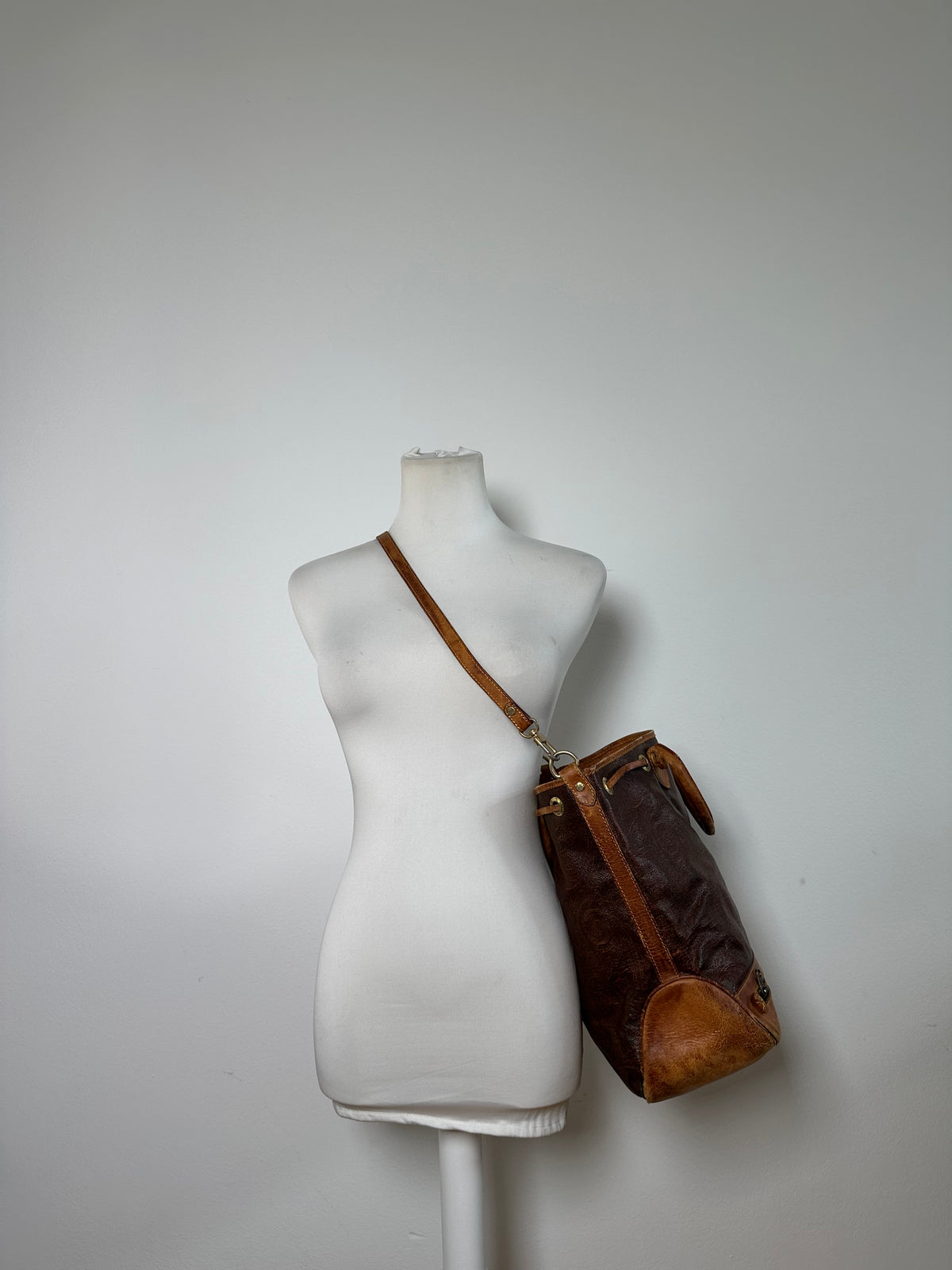 Vintage Etro Paisley Print Leather Tote Late 1990s Multicolor