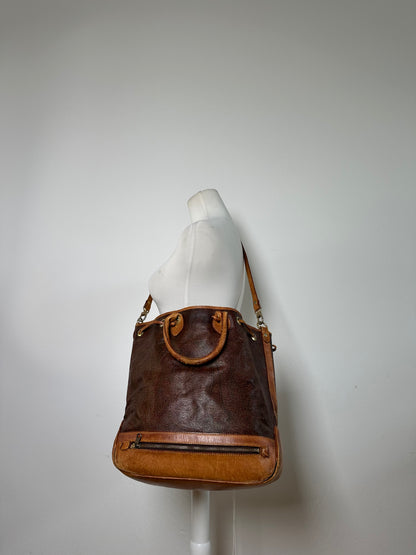 Vintage Etro Paisley Print Leather Tote Late 1990s Multicolor