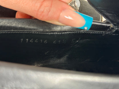 Vintage Gucci Black Leather Loafers with Iconic GG Logo