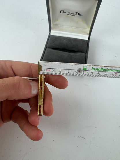 Vintage Dior steel money Tie clamp golden