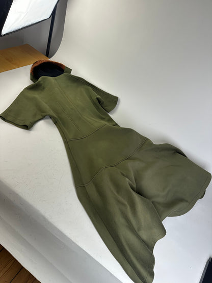 Vintage Marni Wool-Blend Knit Collar Dress Olive Black S