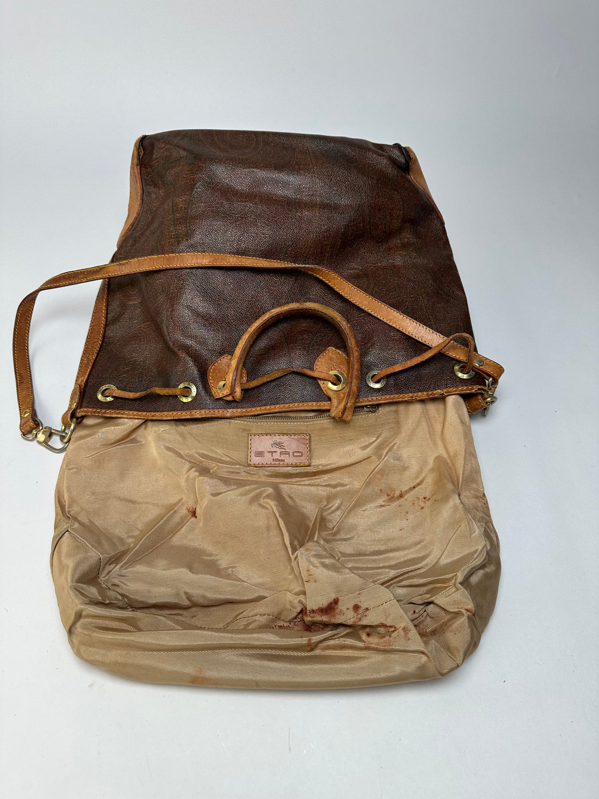 Vintage Etro Paisley Print Leather Tote Late 1990s Multicolor