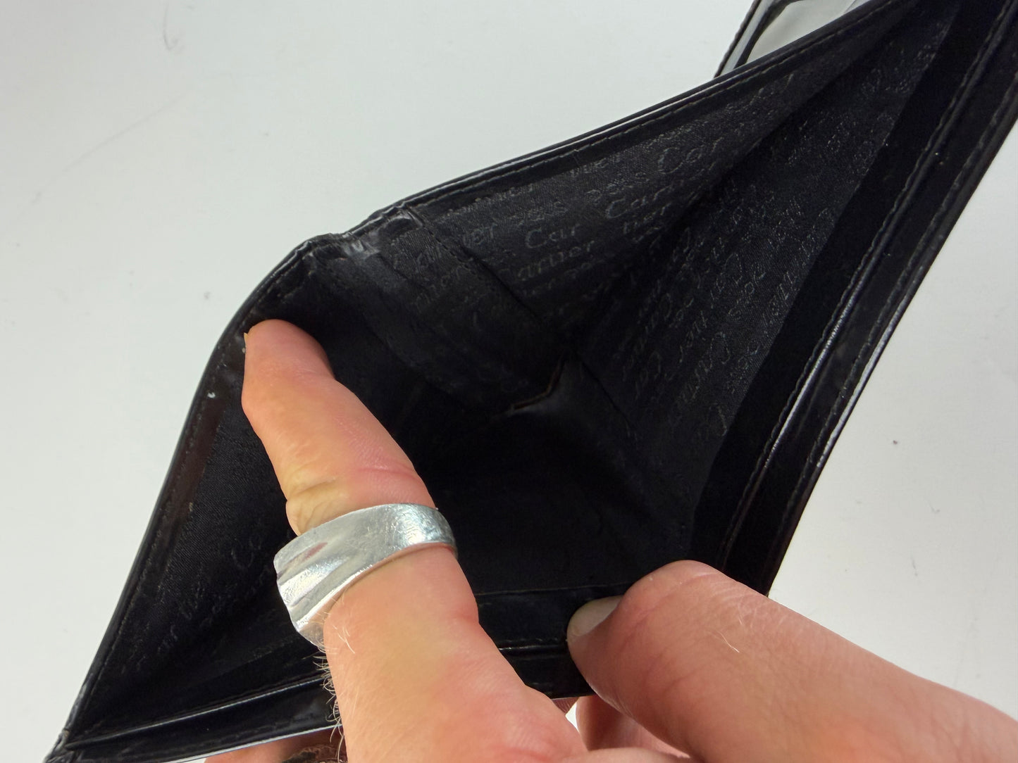 Vintage Cartier Smooth Leather Wallet Black Silver