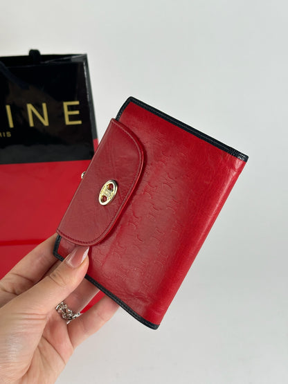 Vintage Celine Paris Monogram Leather wallet red