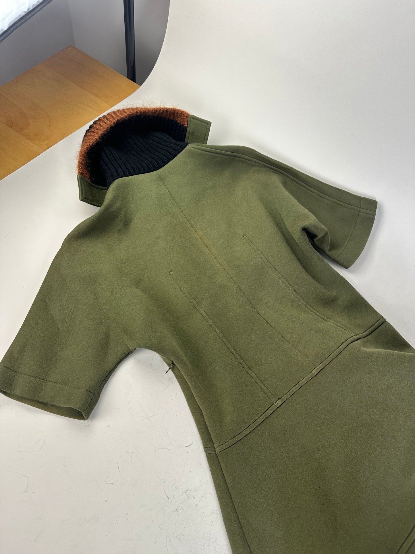 Vintage Marni Wool-Blend Knit Collar Dress Olive Black S