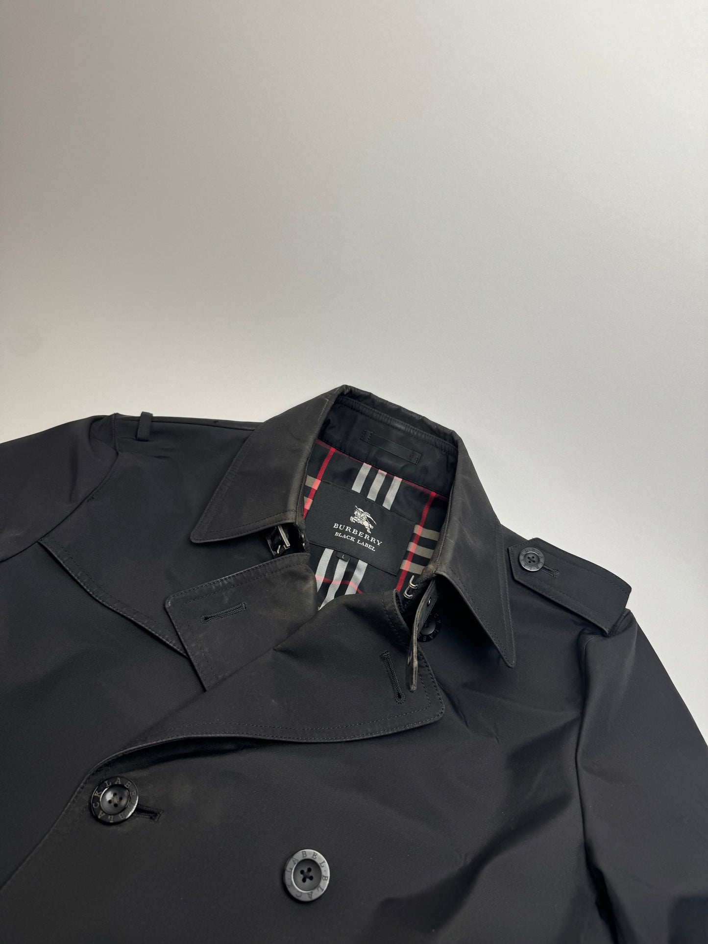 Vintage Burberry Polyester Trenchcoat Black L