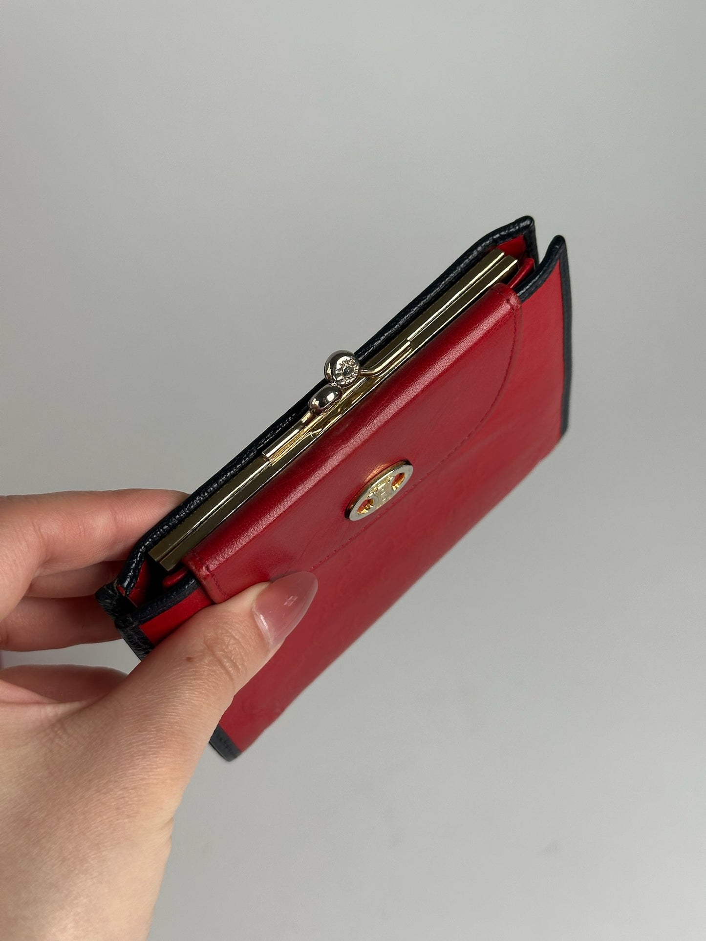 Vintage Celine Paris Monogram Leather wallet red
