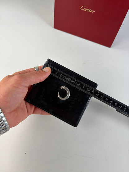 Vintage Cartier Smooth Leather Wallet Black Silver