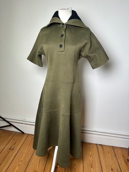 Vintage Marni Wool-Blend Knit Collar Dress Olive Black S