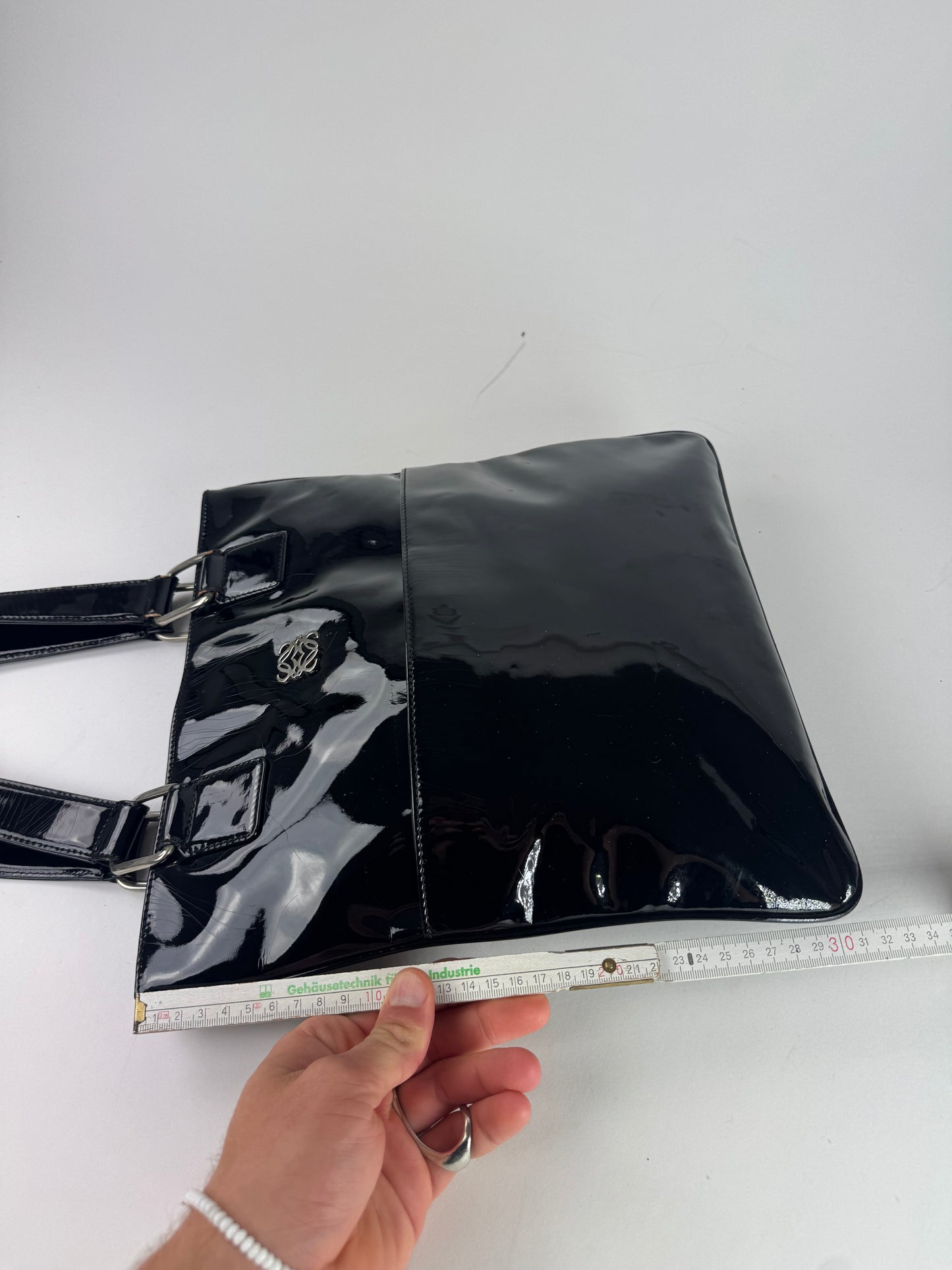 Vintage Patent Leather Loewe Madrid Bag black