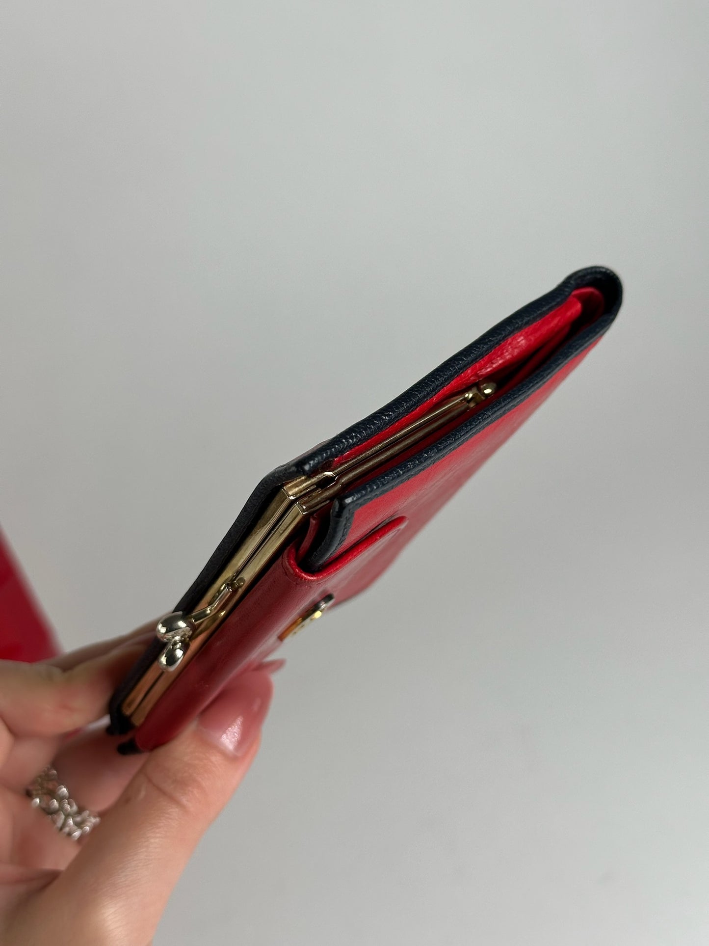 Vintage Celine Paris Monogram Leather wallet red