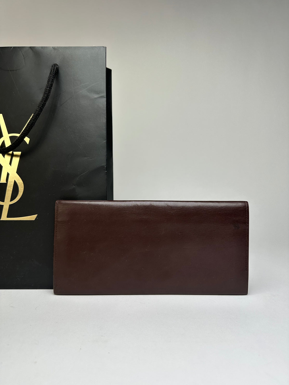 Vintage Yves Saint Laurent Bifold Leather Wallet Late 1990s Dark Brown