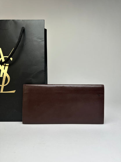 Vintage Yves Saint Laurent Bifold Leather Wallet Late 1990s Dark Brown