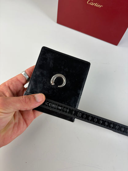 Vintage Cartier Smooth Leather Wallet Black Silver
