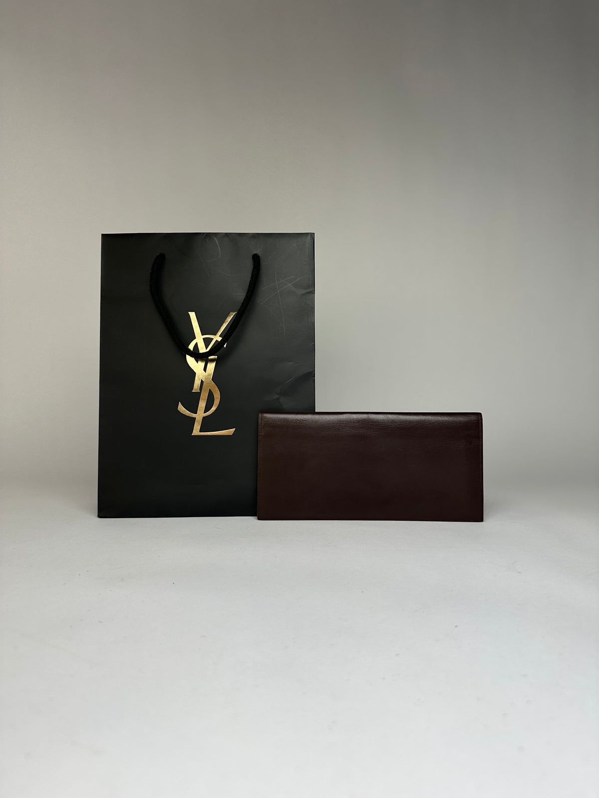 Vintage Yves Saint Laurent Bifold Leather Wallet Late 1990s Dark Brown