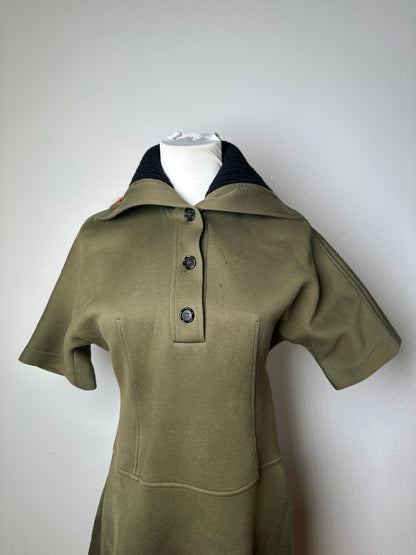 Vintage Marni Wool-Blend Knit Collar Dress Olive Black S