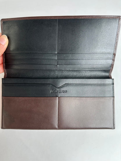 Vintage Yves Saint Laurent Bifold Leather Wallet Late 1990s Dark Brown
